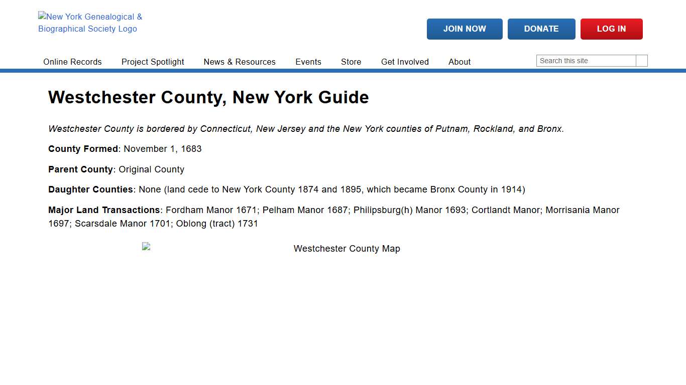 Westchester County, New York Guide New York Genealogical & Biographical Society