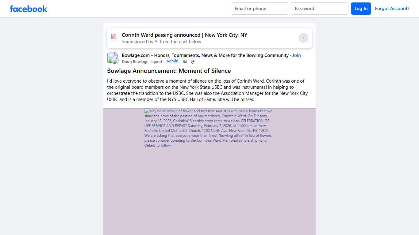Bowlage.com - Honors, Tournaments, News & More for the Bowling Community Bowlage Announcement: Moment of Silence Facebook